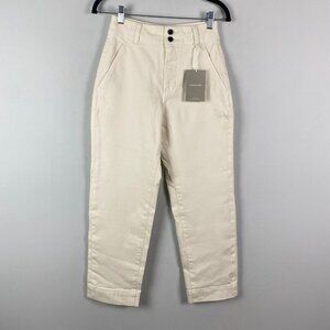 Everlane The Organic Straight-Leg Pant Womens Size 0 Crop Bone High Rise